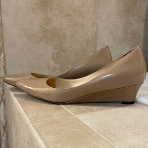 Beige Low Wedge Pumps